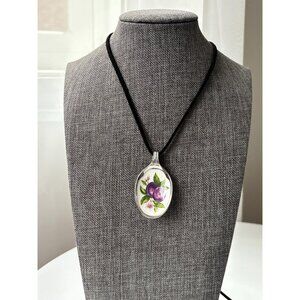 Vintage Avon Jelly Fruit Pendant Necklace: Plums silver souvenir spoon